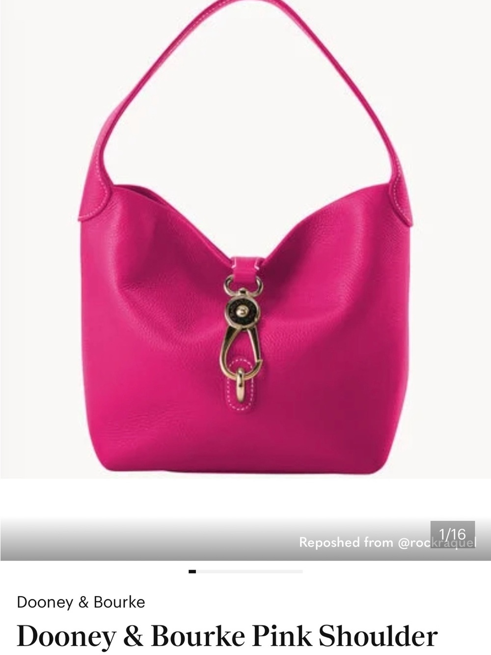 Dooney & Bourke Hot Pink Leather Shoulder Hobo with Gold Hardware